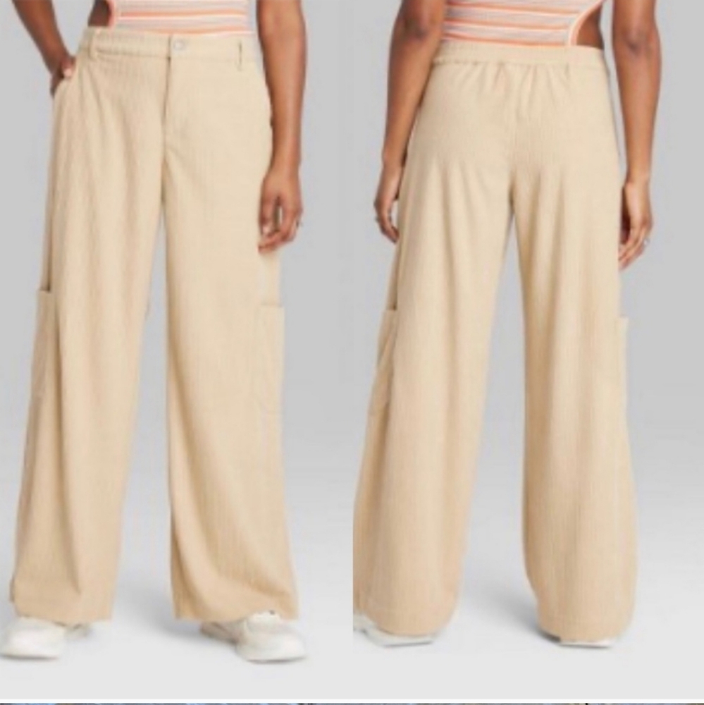 Wild Fable Low-Rise Relaxed Wide Leg Corduroy Cargo Pants